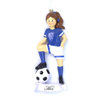 BLUE SOCCER GIRL ORNAMENT