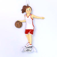 RED BASKETBALL GIRL ORNAMENT
