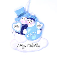 BLUE EXPECTING SNOWMEN ORNAMENT