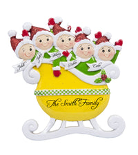 YELLOW TAXI SLEIGH FAMILY ORNAMENT - 5