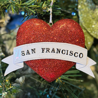 San Francisco Glitter Heart Ornament