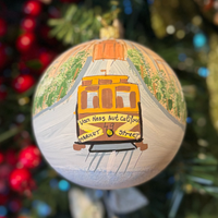 CABLE CAR OVER THE HILL GLASS BALL ORNAMENT