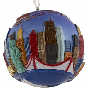 NYC Night Ball 3D Personalized Christmas Ornament 