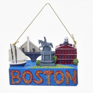 2" "Boston" Travel Destination Ornament