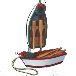4" Wooden Row Boat Ornaments