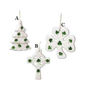 Porcelain Shamrock Covered Christmas Ornaments