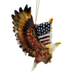 Patriotic Eagle with the American Flag Ornament