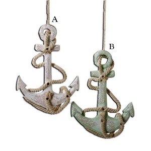 4.75" Wooden Anchor Ornament