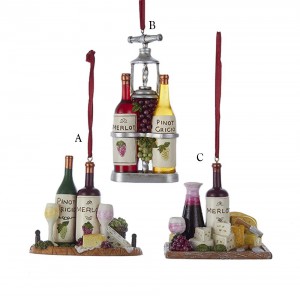 3.125" Resin Wine and Cheese Tray Ornament