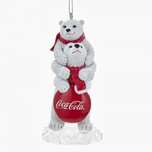 3.5" 2 Bears with Coca-Cola Sign Ornament