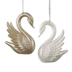 Gold or Silver Swan Christmas Ornament 