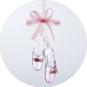 Acrylic Pink Ballet Ornament with Pink Bow and Jewel Ornament