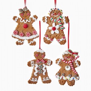 Gingerbread Boy and Girl Ornaments, 4 Assorted