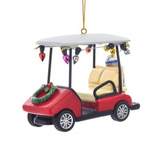 3.5"Resin Golf Cart W/Wreath Orn