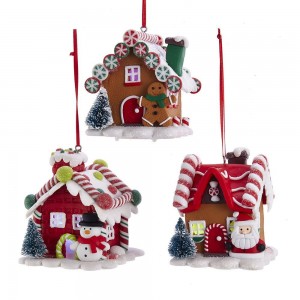 Battery-Operated LED Gingerbread House Ornaments, 3 Assorted