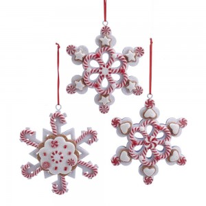 Peppermint Gingerbread Snowflake Ornaments, 3 Assorted