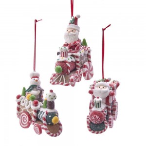 Gingerbread Santa, Snowman and Train Ornaments, 3 Assorted