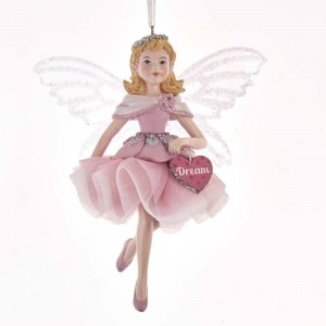 5"Pink Fairy W/Clr Irid Wings Orn