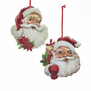 Santa Head Ornaments, 2 Assorted