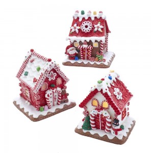 5.5" Battery-Operated LED Gingerbread Candy Houses, 3 Assorted