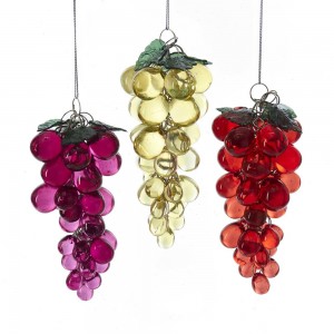 Acrylic Beaded Grapes Ornaments, 3 Assorted