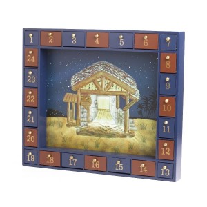 Wooden Nativity Advent Calendar with 24 Magnetic Piece 