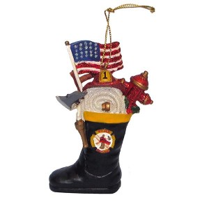 3" Resin Firemen Boot Ornament