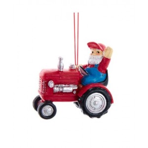 3"Resin Santa Driving Tractor Orn