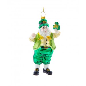 5"Glass Irish Santa Orn