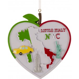 Little Italy NYC Heart Personalized Christmas Ornament 