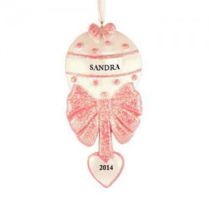 Baby Rattle Girl Personalized Christmas Ornament 