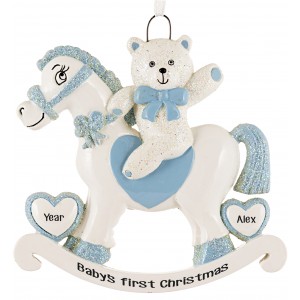 Rocking Horse Boy Personalized Christmas Ornament 