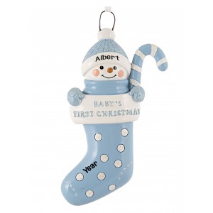 Stocking Baby Boy Personalized Christmas Ornament 
