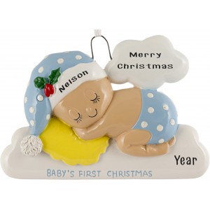 Sleeping On The Cloud Boy Personalized Christmas Ornament 