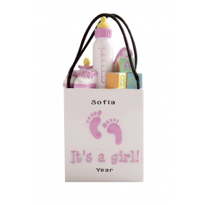 3D Shopping Bags Baby Pink Personalized Christmas Ornament