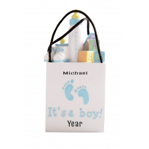 3D Shopping Bags Baby Blue Personalized Christmas Ornament 