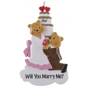 Proposal Bear with Ring Personalized Christmas Ornament