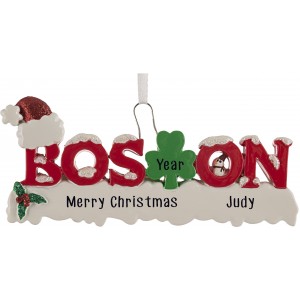 Boston Word Personalized Christmas Ornament