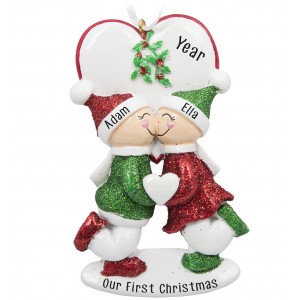 Under The Mistletoe Couple Personalized Christmas Ornament 