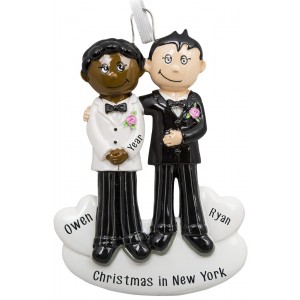 Gay Couple Personalized Christmas Ornament 