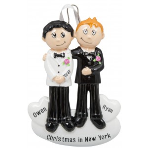 Gay Couple Personalized Christmas Ornament 