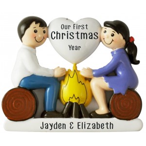Fire of Love Couple Personalized Christmas Ornament 