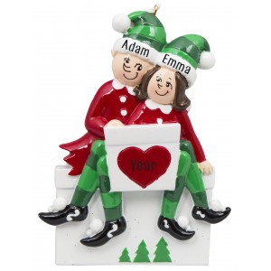 Elf Sitting on Gift Box Couple