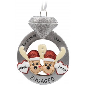 Engagement Mooses Personalized Christmas Ornament