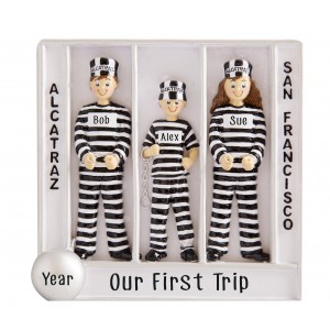 Prisoner Of Alcatraz Family of 3 Personalized Christmas Ornament