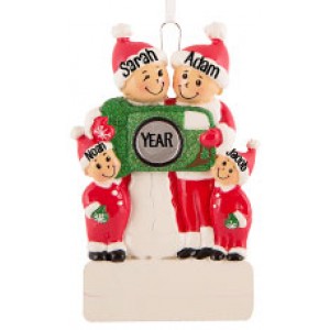 Camera Family of 4 Personalized Christmas Ornament