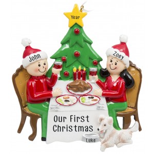 Christmas Dinner Family of 2 Personalized Christmas Ornament 