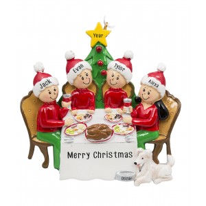 Christmas Dinner Family of 4 Personalized Christmas Ornament