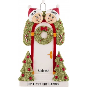 Holly Door Family of 2 Personalized Christmas Ornament 