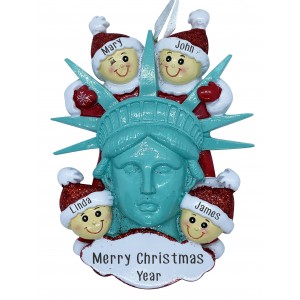 Statue Of Liberty Head W/4 Family Personalization Ornament